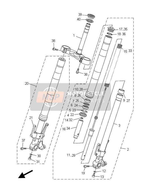 Yamaha XP500 2015 Forcella anteriore per un 2015 Yamaha XP500